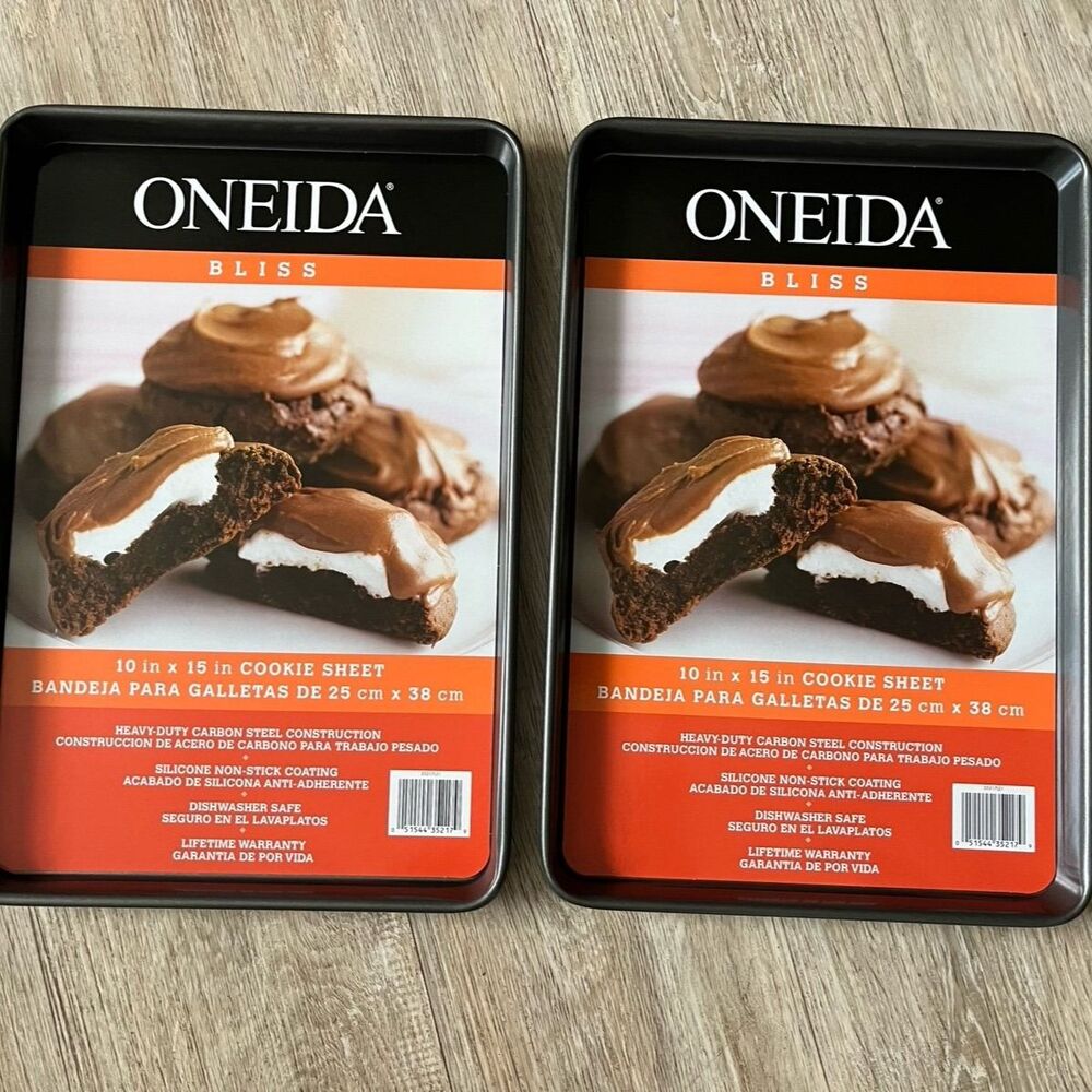 Oneida Bliss Bakeware 10x15 Cookie Sheet Heavy Duty Baking Trays 2 Set